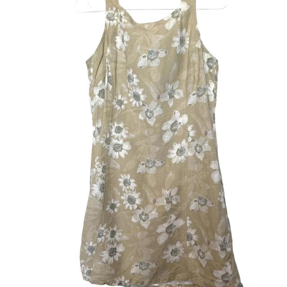 J.Crew‎ Dark Yellow Linen Floral Print Sun Dress